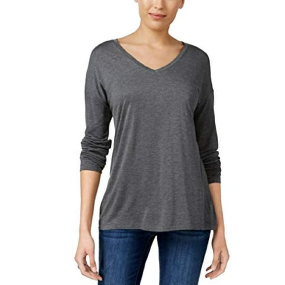 Style & Co. V-Neck Drop-Shoulder Top Womens XS Gray shirt MSRP $26