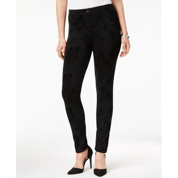 Style & Co Velvet Flocked Leggings Deep Black XS