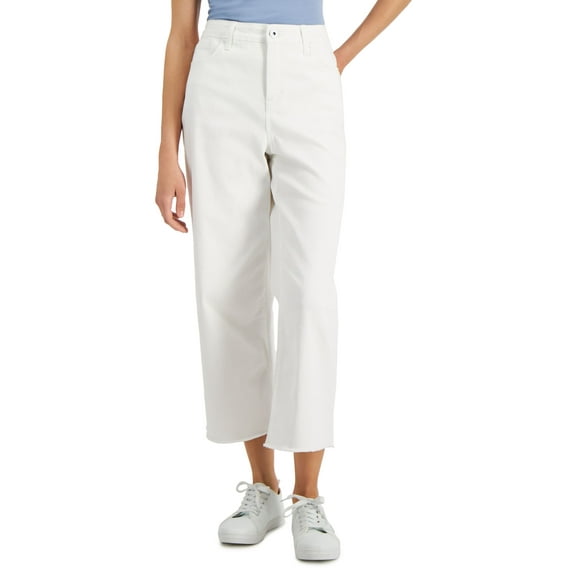 Style & Co Wide Leg Cropped Jeans Bright White 12