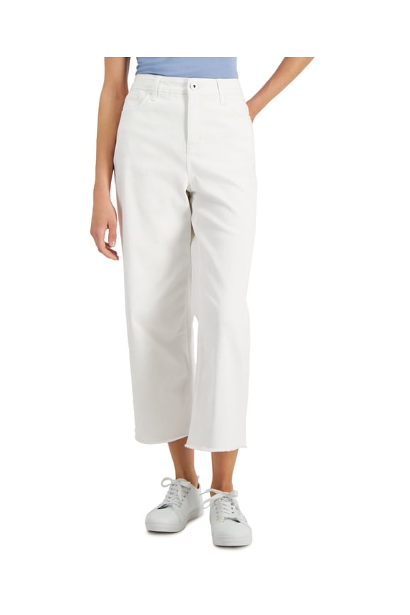 Style & Co Wide Leg Cropped Jeans Bright White 12