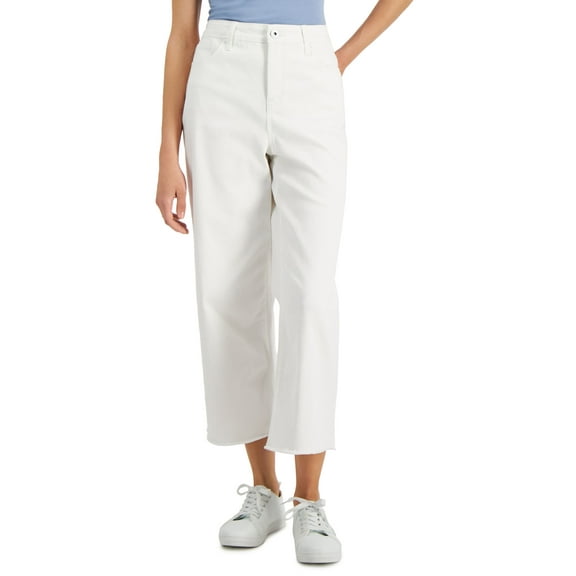 Style & Co Wide Leg Cropped Jeans Bright White 6