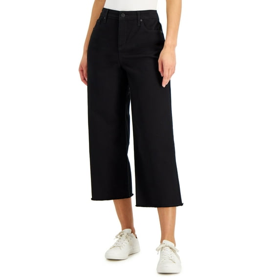 Style & Co Wide Leg Cropped Jeans Deep Black 10