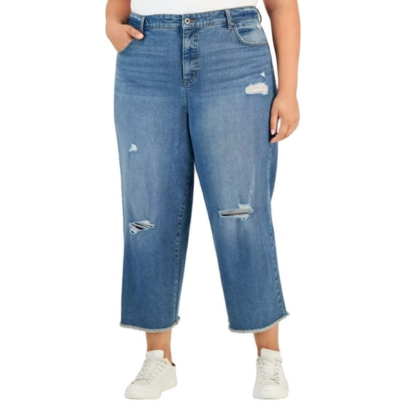 Style & Co Wide Leg Cropped Jeans Honeybee Wash 16