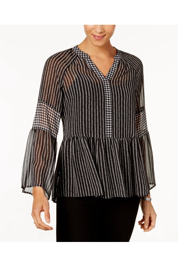 Style & Co Sheer High Low Top Charcoal 36x30