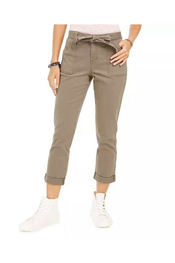 Style & Co Women's Belted Cuffed Jeans Brown Size 16