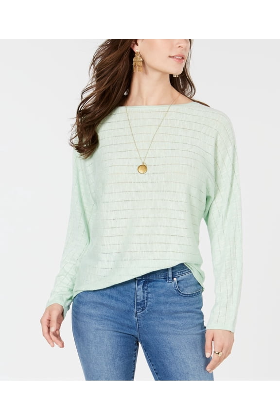 Style & Co Women's Boat-Neck Dolman-Sleeve Sweater Green Size X-Large