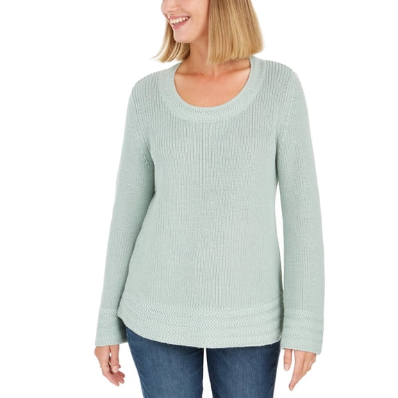 Style & Co Women's Boxy Knit Pullover Sweater Green Size X-Small