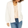 thumbnail image 1 of Style & Co Women's Chunky Cable Knit Open Front Cardigan White Size X-Small, 1 of 3