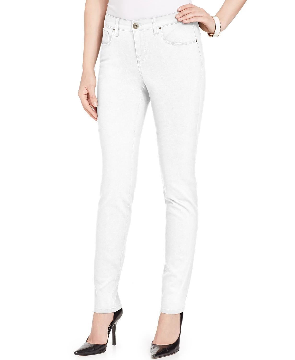 Style & Co Women's CurvyFit Skinny Jeans White Size 18
