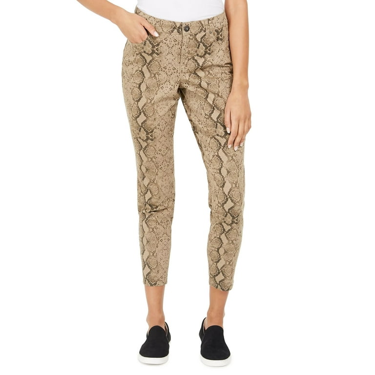 Style Co Women s Curvy Tummy Control Printed Skinny Jeans Brown