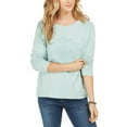 thumbnail image 1 of Style & Co Women's Embroidered Cotton Sweatshirt Pastel Green Size Large, 1 of 3
