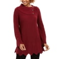 thumbnail image 1 of Style & Co Women's Envelope Neck Scalloped Edge Sweater Red Size Petite Small, 1 of 3