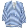 thumbnail image 1 of Style & Co. Women's French Terry 3/4 Sleeve Lace Up Hoodie, Blue, Large, 1 of 2