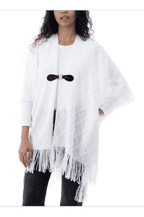 Style & Co Women's Fringe-Trim Toggle-Buckle Cape Sweater