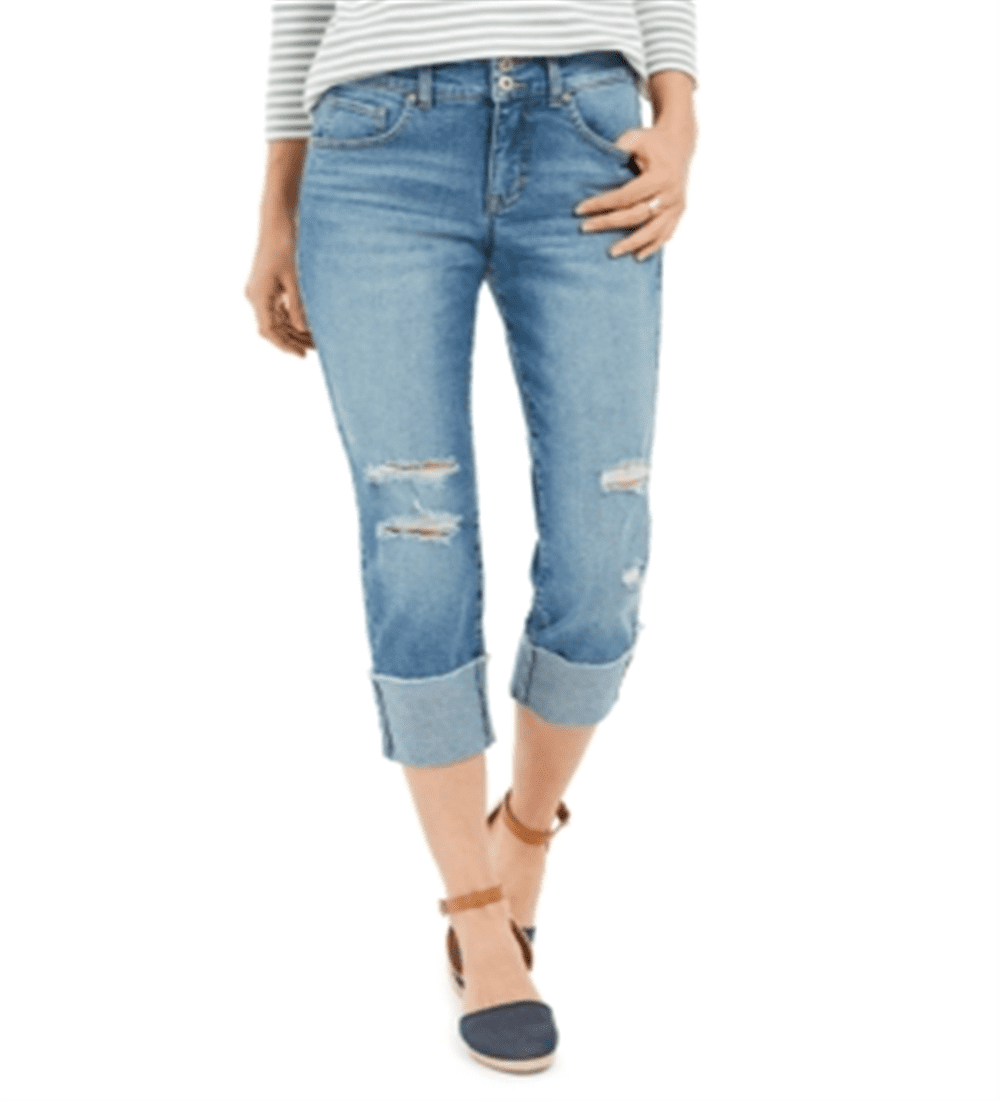 Style & Co Women's High Cuffed Capri Jeans Blue Size 12