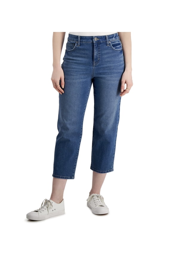 Women's High-Rise Straight Crop Jeans Petite True One (True One, 4P)