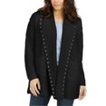 thumbnail image 1 of Style & Co Women's Hooded Studded Cardigan Black Size Petite M, 1 of 3
