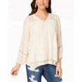 thumbnail image 1 of Style & Co Women's Lace-Yoke Handkerchief-Hem Top White Size Small, 1 of 3