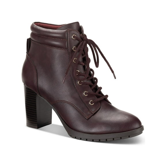 Style & Co. Womens Laurellee Faux Leather Zipper Combat & Lace-Up Boots
