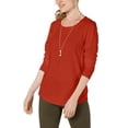 thumbnail image 1 of Style & Co Women's Long-Sleeve Crewneck Top Orange Size X-Large, 1 of 2