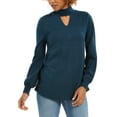 thumbnail image 1 of Style & Co Women's Mock Neck Keyhole Sweater Blue Size X-Small, 1 of 3
