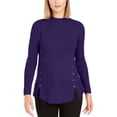 thumbnail image 1 of Style & Co Women's Mock Neck Lace-Up Ribbed Knit Sweater Purple Size XX-Large, 1 of 3