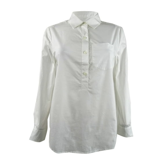 Style & Co. Women's Petite Cotton Popover Shirt (PS, Bright White)