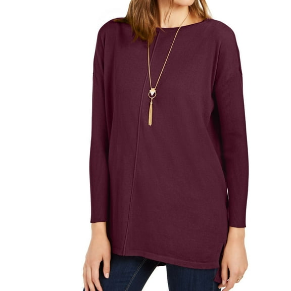 Style & Co. Womens Seam Front Tunic Sweater, Red, Petite, PS
