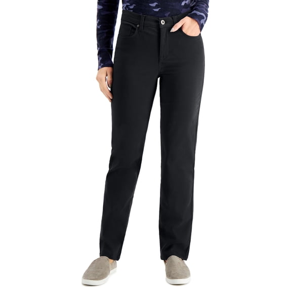 Style & Co Petite Straight Leg High Rise Jeans Deep Black 12P