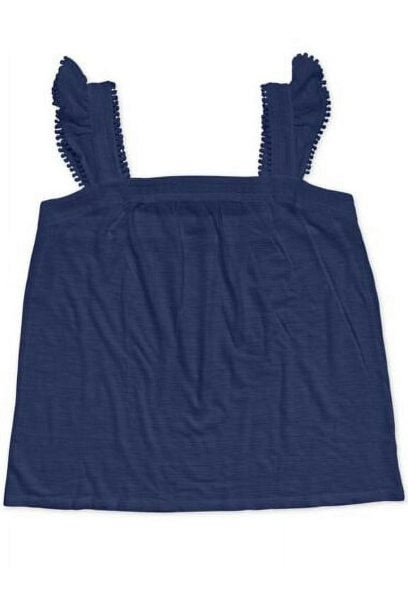 Style & Co Women's Plus Ruffle Trim Tank Sky Dream Top Sleeveless Size 3X