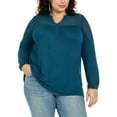 thumbnail image 1 of Style & Co Women's Plus Size Crochet-Trim Top Blue Size XXX-Large, 1 of 3