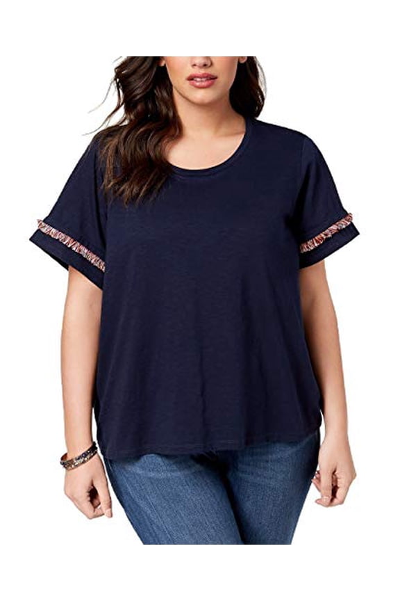 Women's Plus Size Step-Hem Top (3X, Industrial Blue)