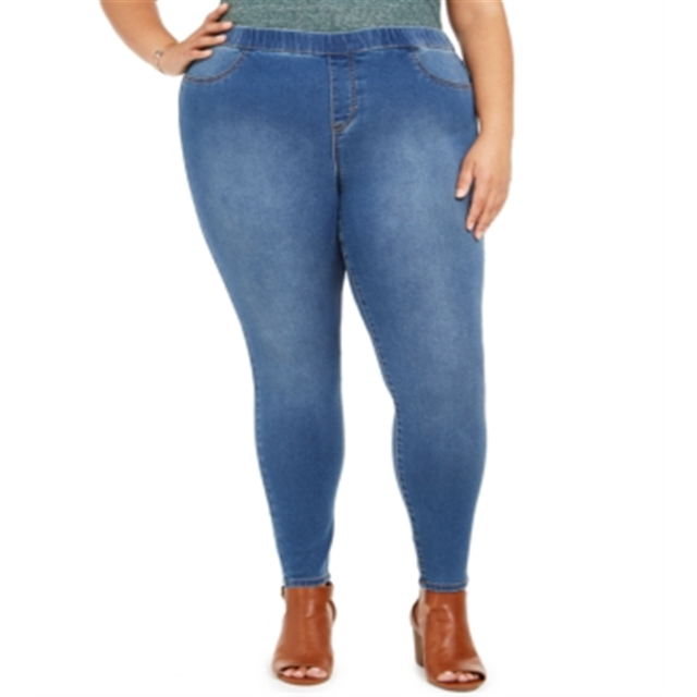 Style & Co Women's Plus Tummy Control Pull on Jeggings Blue Size 20W