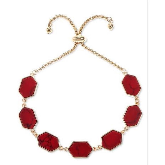 Style & Co Women's Red Colored Stones with Gold-Tone Slider Bracelet