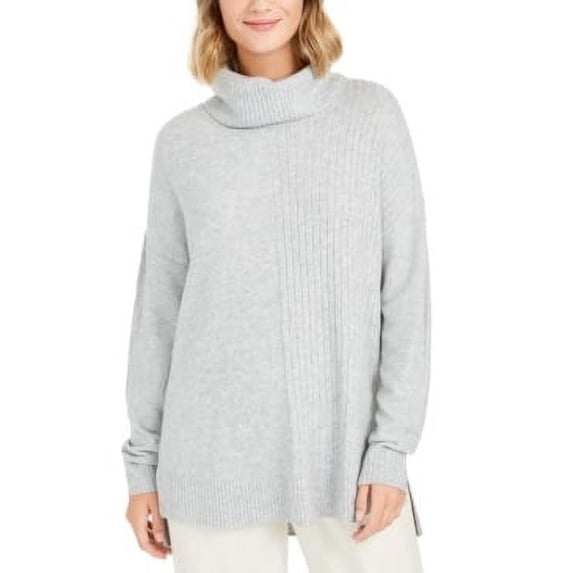 Style & Co Women's Ribbed Turtleneck Tunic Sweater Gray Size X-Small