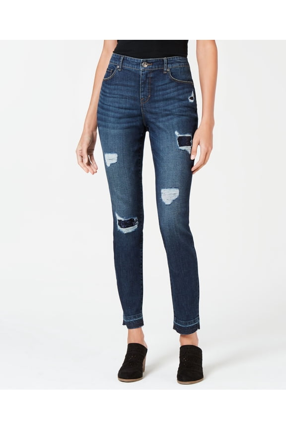 Style & Co Rip Repair Sequin Curvy Skinny Jeans Cider 6