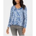 thumbnail image 1 of Style & Co Women's Scoop Neck Floral Print Tiled Embrace Long Sleeve Top Size M, 1 of 2