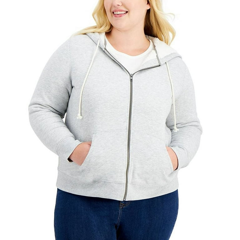 Essentials Women's Sherpa-Lined Fleece Full-Zip Hooded Jacket  (Available in Plus Size)