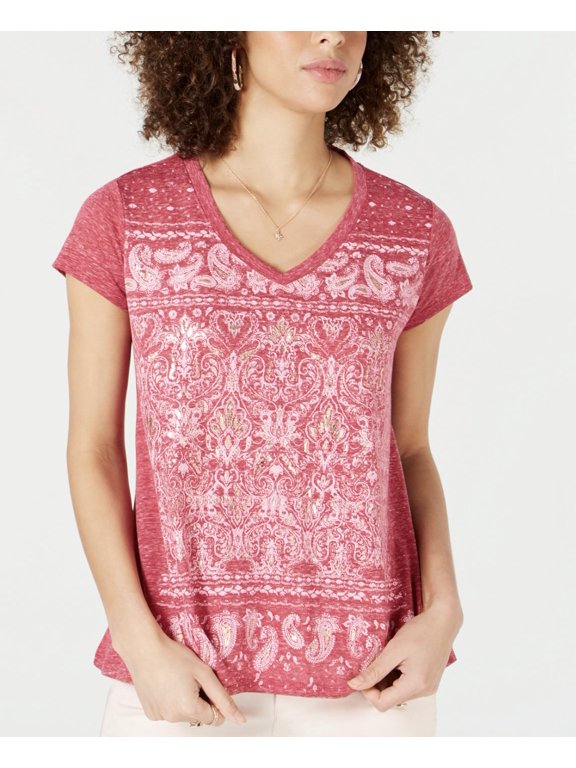 Women's Short Sleeve Graphic-Print Swing T-Shirt Scenic Edge Size XS