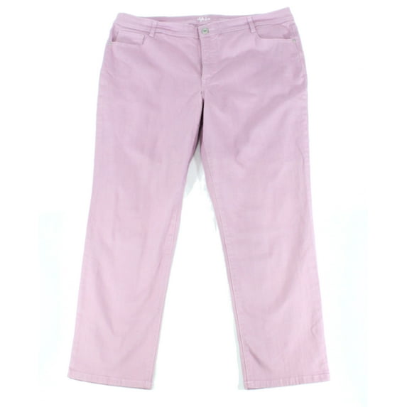 Style & Co Women's Slim Fit Tummy Control Slim Leg Jeans Purple Size 14W