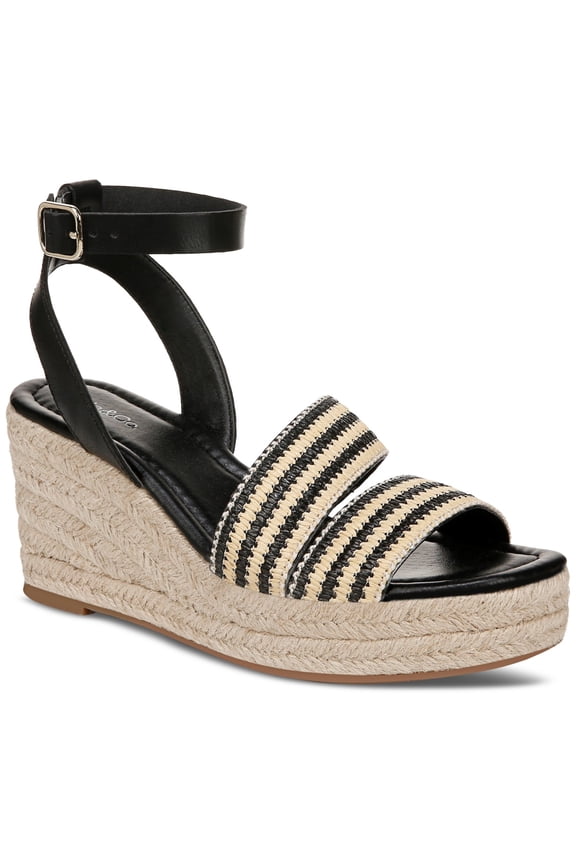 Style & Co Women's Strappy Woven Wedge Sandals, Square Toe, Buckle Closure, 7.5M