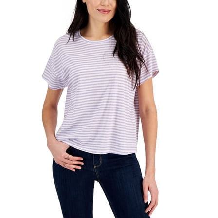 Style & Co Women's Striped Cropped T-Shirt