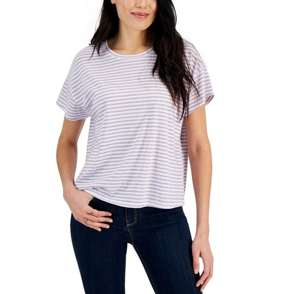 Style & Co Women's Striped Cropped T-Shirt
