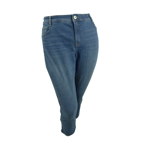 Style & Co Women's Tummy-Control Slim-Leg Jeans Blue Size 14