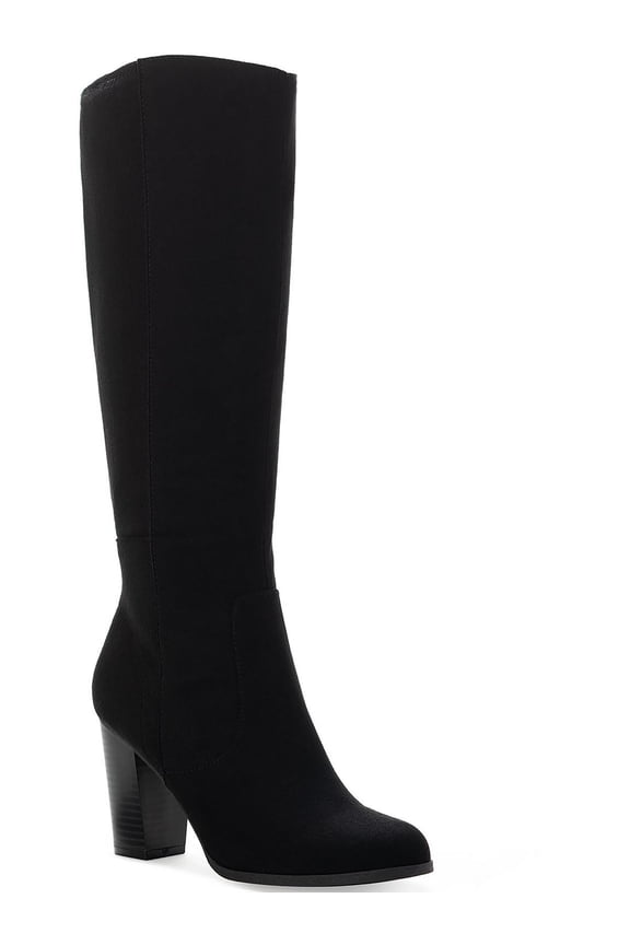 Womens Addyy Faux Suede Block Heel Knee-High Boots