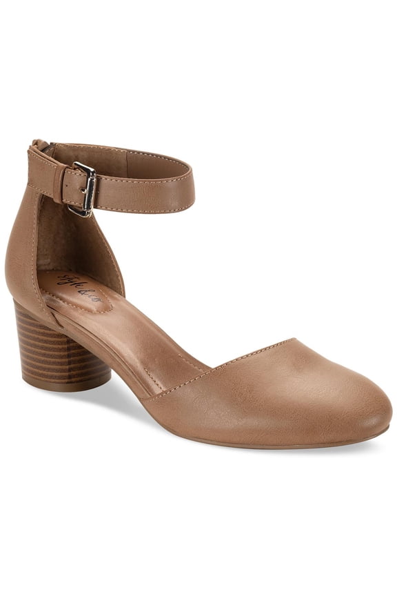 Womens Alinaa Faux Leather Double D'Orsay Block Heels