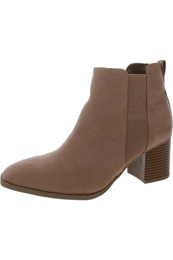 STYLE & COMPANY Womens Beige Goring Aloraa Almond Toe Block Heel Zip-Up Booties 8.5 M