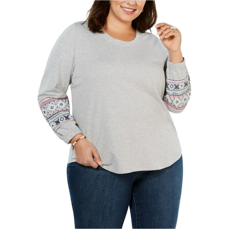 Style & Co. Womens Alpine Twist Sweatshirt, Grey, 3X 