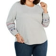 thumbnail image 1 of Style & Co. Womens Alpine Twist Sweatshirt, Grey, Plus Size, 0X, 1 of 2