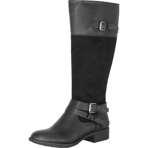 Style & Co. Womens Ashliie Faux Leather Riding Boots Black 9 Medium (B,M)